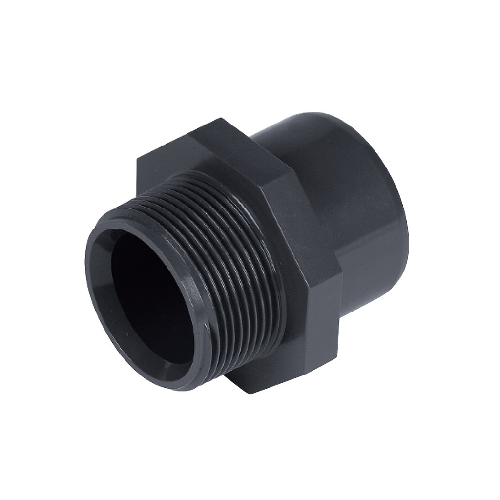 Navojni komad adapter, PVC, siva, VANJSKI spigot - muški navoj d32-R=1" BSP PN16